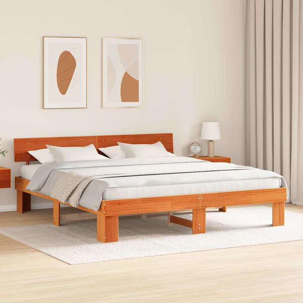 vidaXL Σκελετός Κρεβατιού Καφέ κεριού 180 x 200 cm Μασίφ ξύλο πεύκου