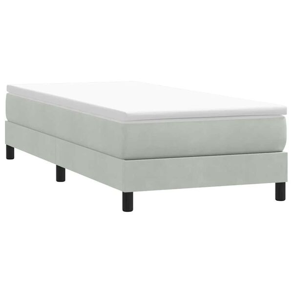 vidaXL Box Spring κρεβάτι με στρώμα ανοιχτό γκρι 80x220 cm Βελούδινο