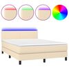 vidaXL &Kappa;&rho;&epsilon;&beta;ά&tau;&iota; Boxspring &mu;&epsilon; &Sigma;&tau;&rho;ώ&mu;&alpha; & LED &Kappa;&rho;&epsilon;&mu; 140x200 &epsilon;&kappa;. &Upsilon;&phi;&alpha;&sigma;&mu;ά&tau;&iota;&nu;&omicron;