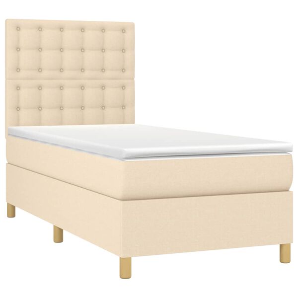 vidaXL &Kappa;&rho;&epsilon;&beta;ά&tau;&iota; Boxspring &mu;&epsilon; &Sigma;&tau;&rho;ώ&mu;&alpha; &Kappa;&rho;&epsilon;&mu; 90x190 &epsilon;&kappa;.&Upsilon;&phi;&alpha;&sigma;&mu;ά&tau;&iota;&nu;&omicron;