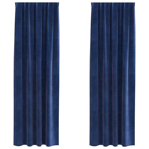 vidaXL Κουρτίνες με κουρτίνες 2 pcs Σκούρο Μπλε 140 x 245 cm Βελούδο