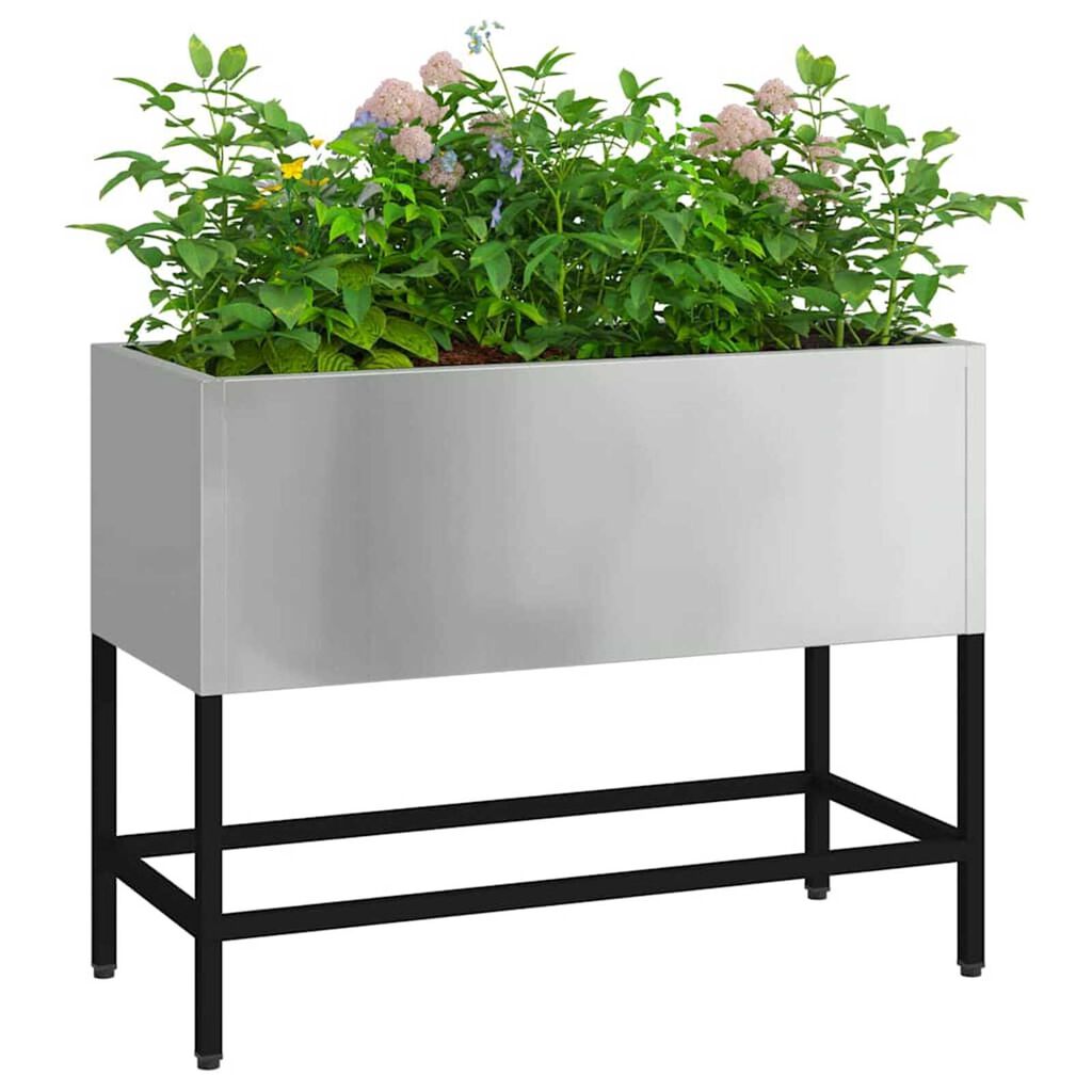 vidaXL Υψωμένη Γλάστρα Κήπου Ασημί 60 x 26 x 45 εκ