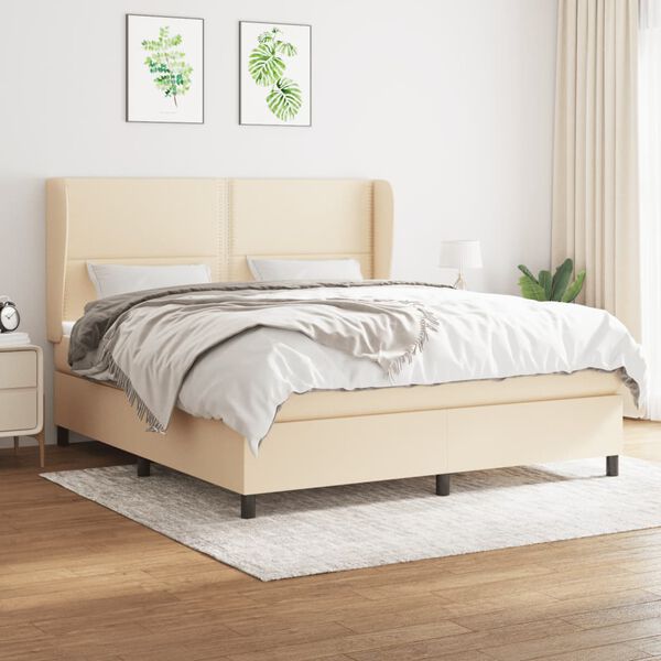 vidaXL &Kappa;&rho;&epsilon;&beta;ά&tau;&iota; Boxspring &mu;&epsilon; &Sigma;&tau;&rho;ώ&mu;&alpha; &Kappa;&rho;&epsilon;&mu; 160x200 &epsilon;&kappa;. &Upsilon;&phi;&alpha;&sigma;&mu;ά&tau;&iota;&nu;&omicron;
