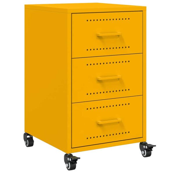 vidaXL Κομοδίνο Μουσταρδί 36x39x59 εκ. από Χάλυβα