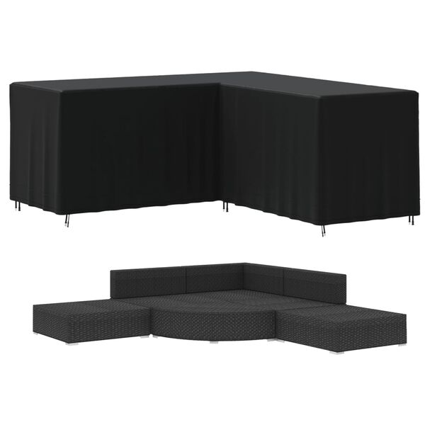 vidaXL Κάλυμμα Γωνιακού Καναπέ Μαύρο 215x215x80 εκ. Ύφασμα Oxford 420D