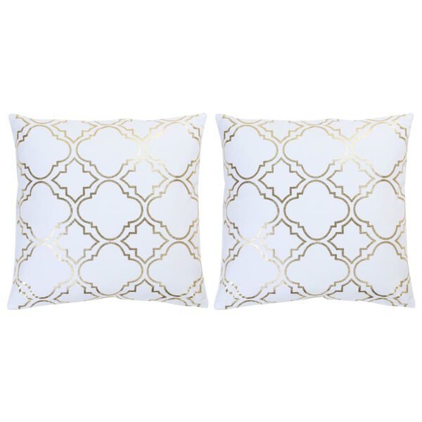 vidaXL Μαξιλάρια 2 τεμ. Λευκό/Χρυσό με Τύπωμα Foil 40x40 εκ. Βαμβακερά