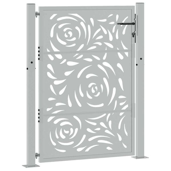 vidaXL Πόρτα Κήπου 100x125 εκ. από Ατσάλι με Σχέδιο Φλόγας για Αντοχή στις Καιρικές Συνθήκες
