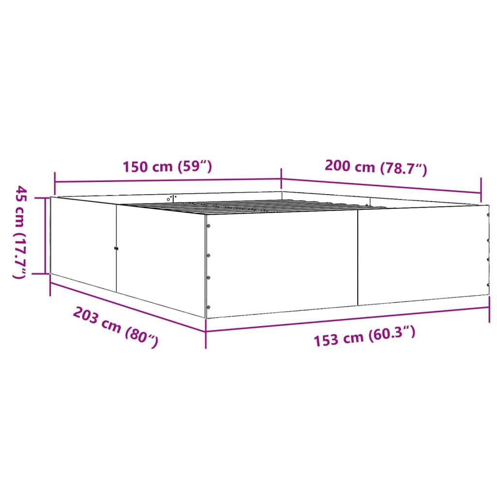 vidaXL Πλαίσιο Κρεβατιού Λευκό 160x200 εκ. Επεξεργασμένο Ξύλο