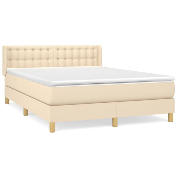 vidaXL &Kappa;&rho;&epsilon;&beta;ά&tau;&iota; Boxspring &mu;&epsilon; &Sigma;&tau;&rho;ώ&mu;&alpha; &Kappa;&rho;&epsilon;&mu; 140x190 &epsilon;&kappa;. &Upsilon;&phi;&alpha;&sigma;&mu;ά&tau;&iota;&nu;&omicron;