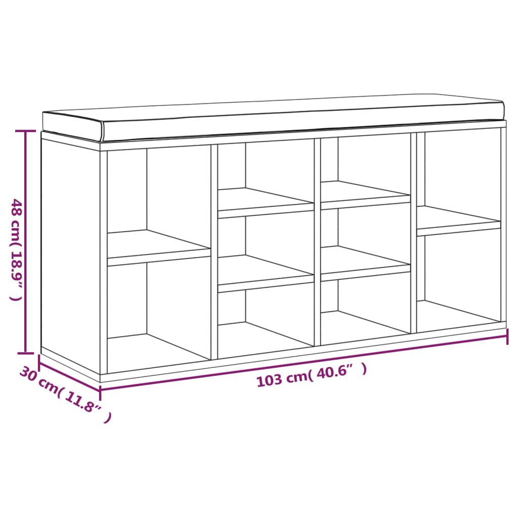 vidaXL Παπουτσοθήκη Γκρι Sonoma 103x30x48 εκ. από Επεξεργασμένο Ξύλο
