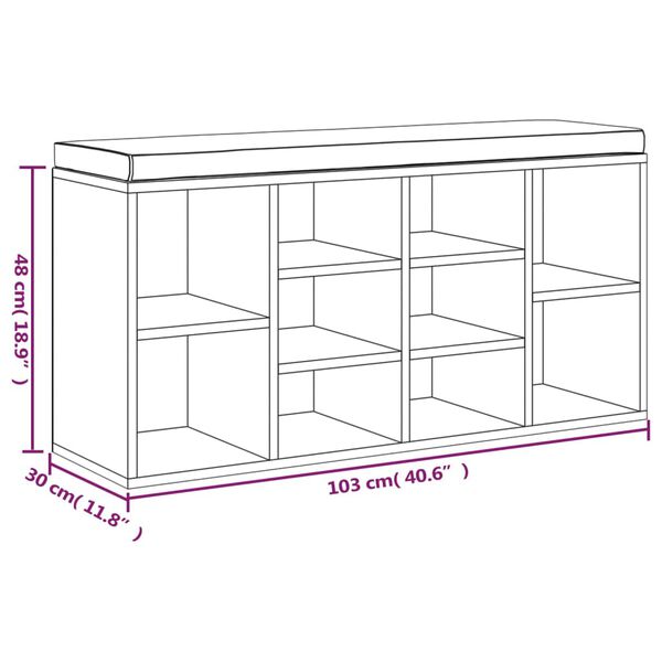 vidaXL Παπουτσοθήκη Γκρι Sonoma 103x30x48 εκ. από Επεξεργασμένο Ξύλο