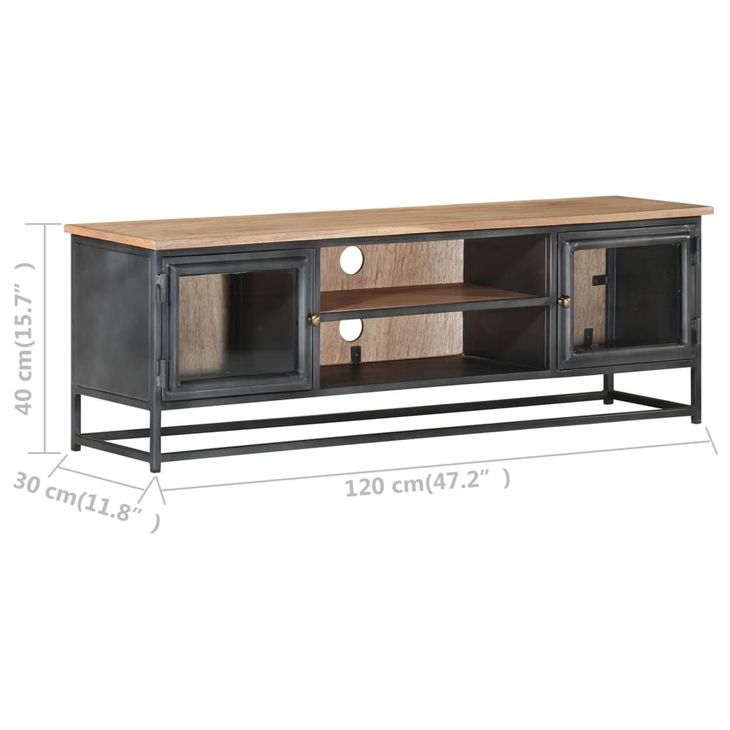 vidaXL Έπιπλο Τηλεόρασης Γκρι 120x30x40εκ. Μασίφ Ξύλο Ακακίας & Ατσάλι