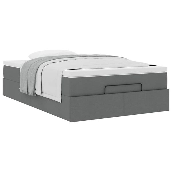 vidaXL Οθωμανικό κρεβάτι με στρώμα Σκούρο γκρι 120x200cm ύφασμα