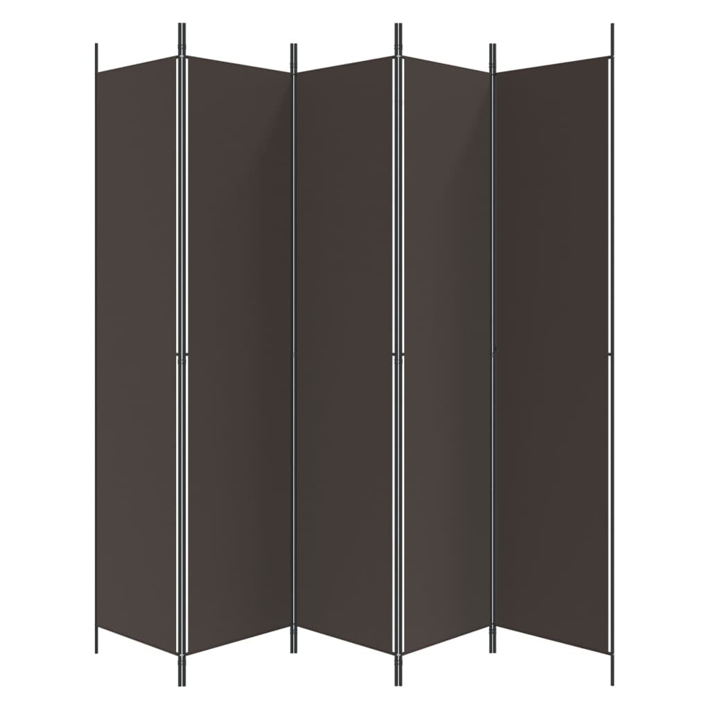 vidaXL Διαχωριστικό Δωματίου με 5 Πάνελ Καφέ 250x220 εκ. από Ύφασμα