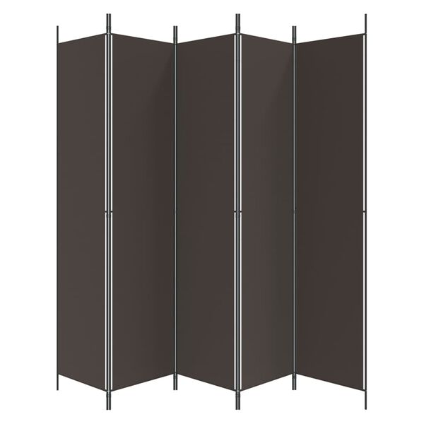 vidaXL Διαχωριστικό Δωματίου με 5 Πάνελ Καφέ 250x220 εκ. από Ύφασμα