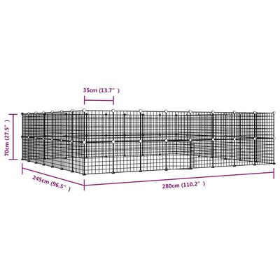 vidaXL Κλουβί Κατοικίδιων με 60 Πάνελ + Πόρτα Μαύρο 35 x 35εκ Ατσάλινο