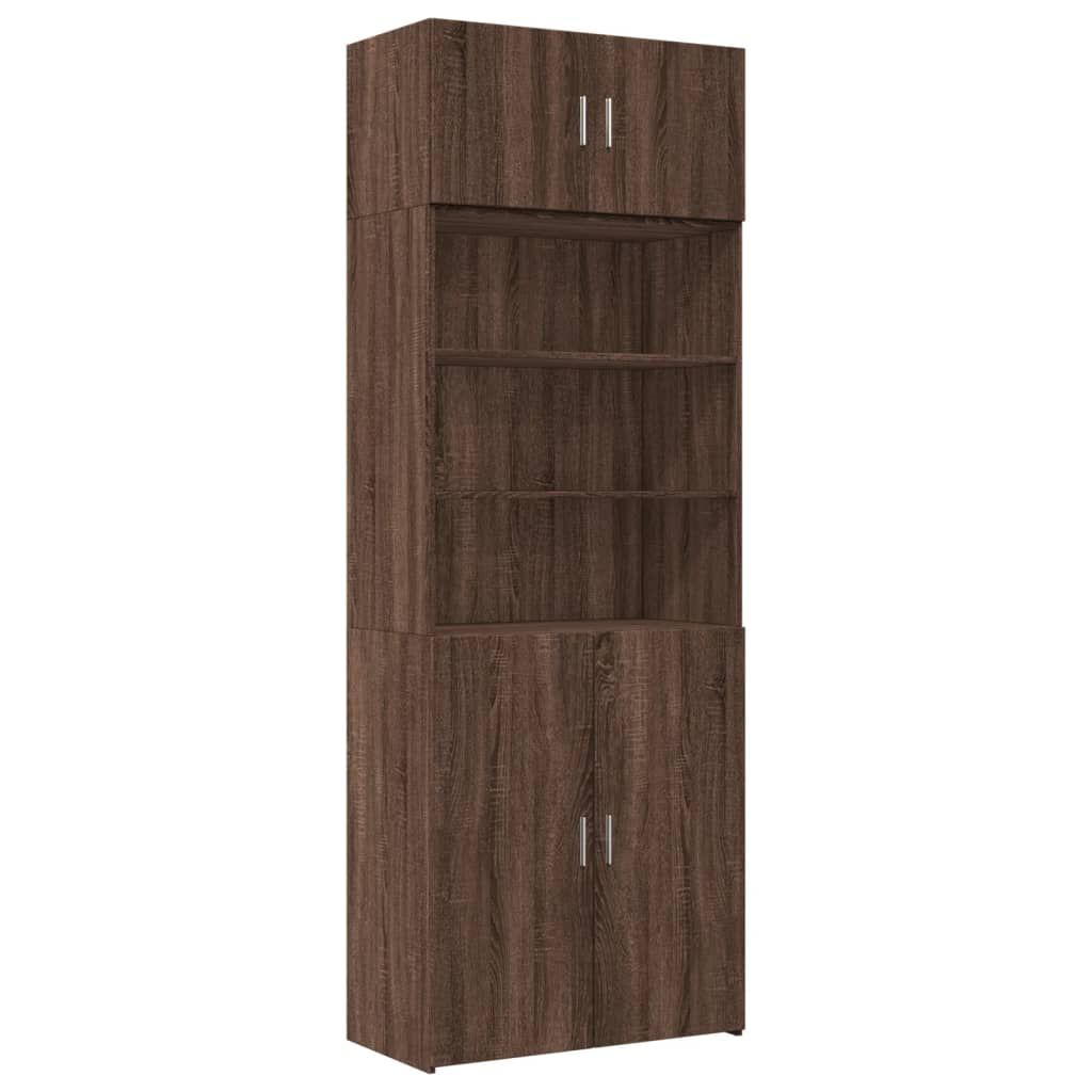 vidaXL Ραφιέρα με Ντουλάπια Καφέ Δρυς 80x42,5x225 εκ. από Επεξ. Ξύλο
