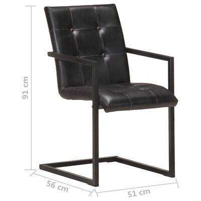 vidaXL Καρέκλες Τραπεζαρίας «Πρόβολος» 2 τεμ. Μαύρες από Γνήσιο Δέρμα