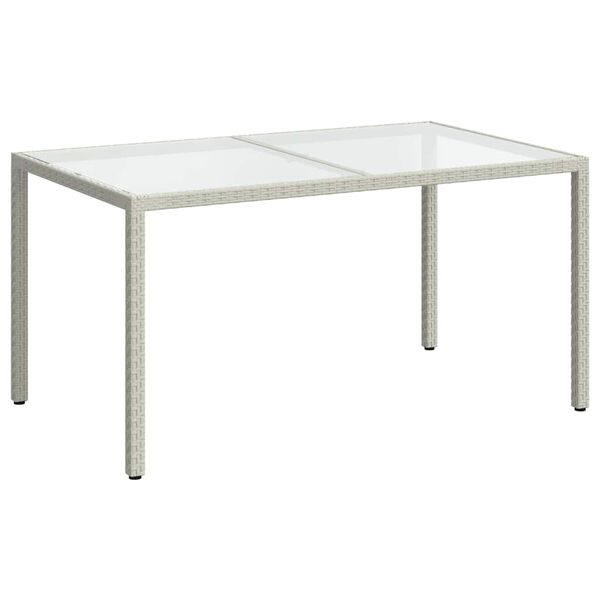vidaXL Τραπέζι Κήπου Λευκό 150x90x75 εκ. Συνθετικό Ρατάν/Ψημένο Γυαλί