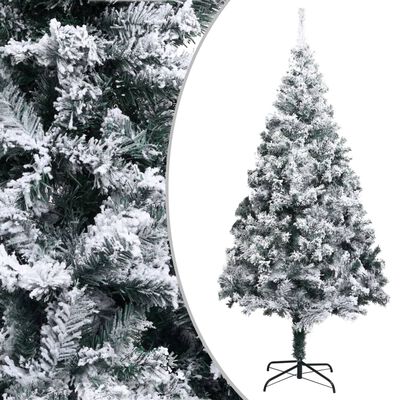 vidaXL Χριστουγεννιάτικο Δέντρο Τεχνητό με Χιόνι Πράσινο 210 εκ. PVC