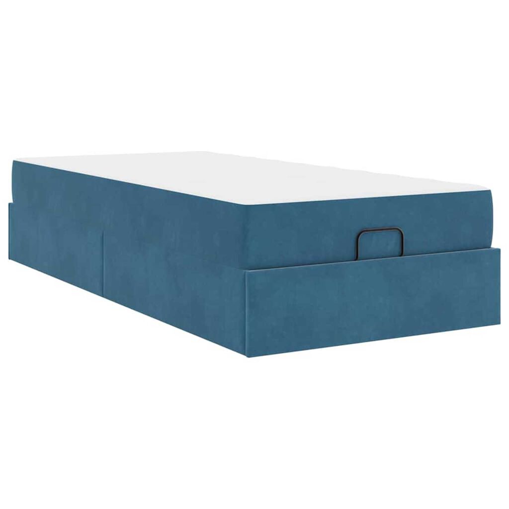 vidaXL Σκελετός Κρεβατιού με στρώμα Μπλε 90 x 200 cm Βελούδο