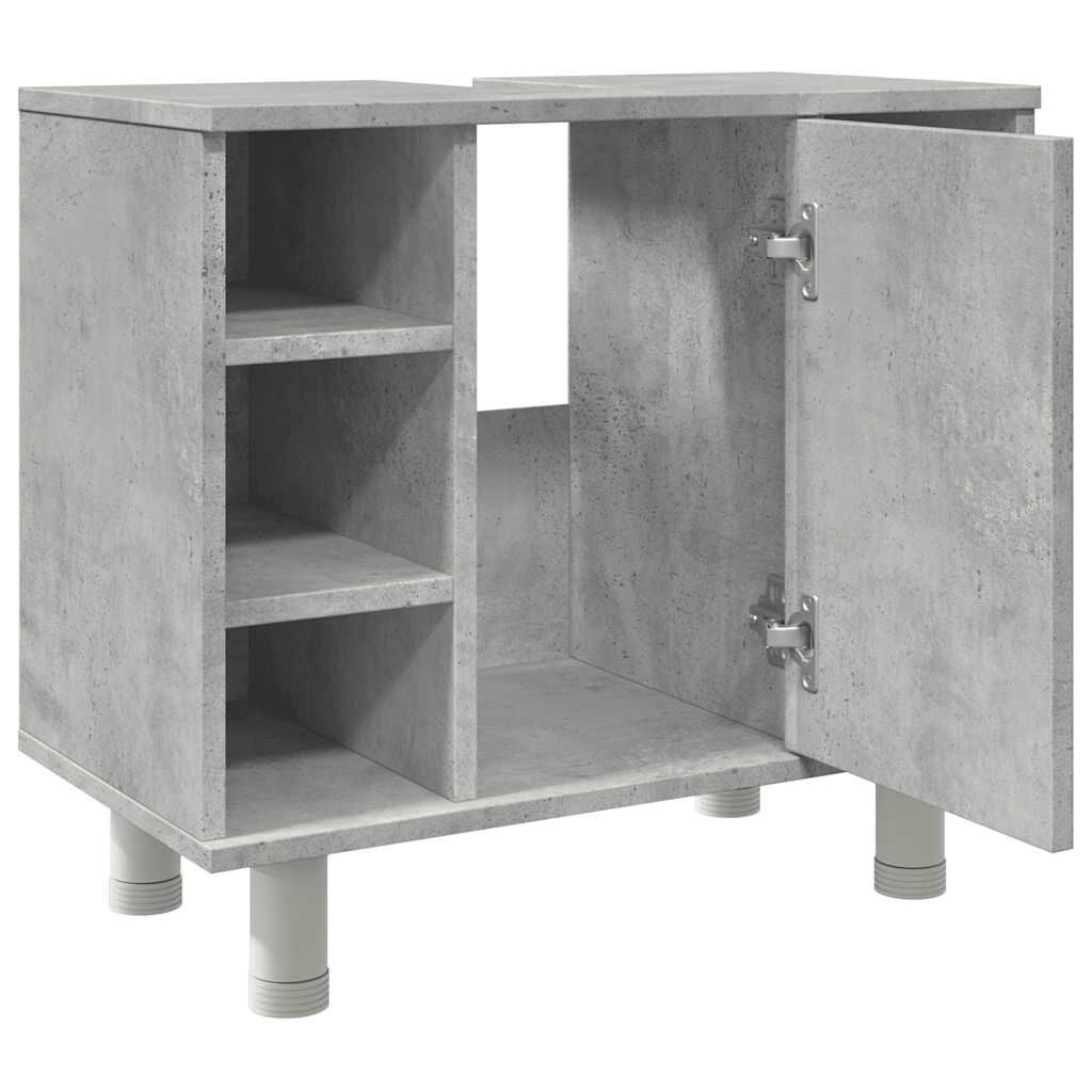 vidaXL Ντουλάπι Νιπτήρα Γκρι Σκυροδέματος 60x32x53,5 εκ. Επεξ. Ξύλο