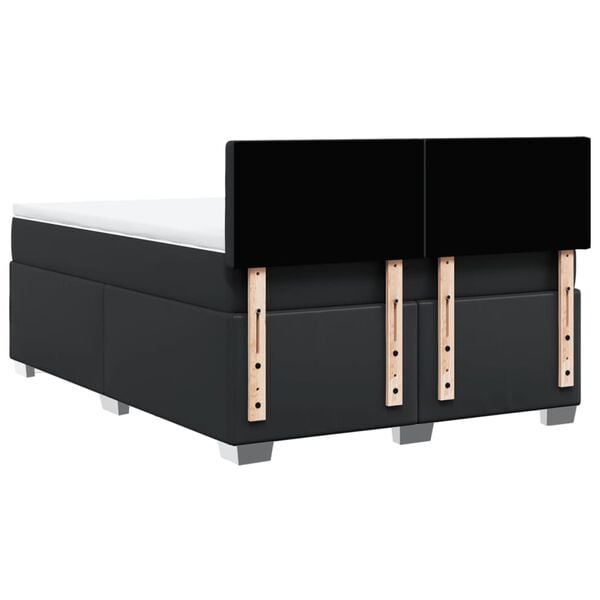 vidaXL Κρεβάτι Boxspring με Στρώμα Μαύρο 140x190εκ.από Συνθετικό Δέρμα
