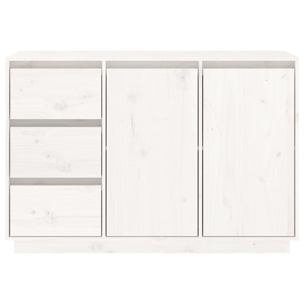 vidaXL Μπουφές με Συρτάρια Λευκός 111x34x75 εκ. από Μασίφ Ξύλο Πεύκου