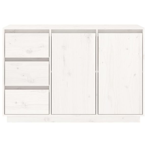 vidaXL Μπουφές με Συρτάρια Λευκός 111x34x75 εκ. από Μασίφ Ξύλο Πεύκου