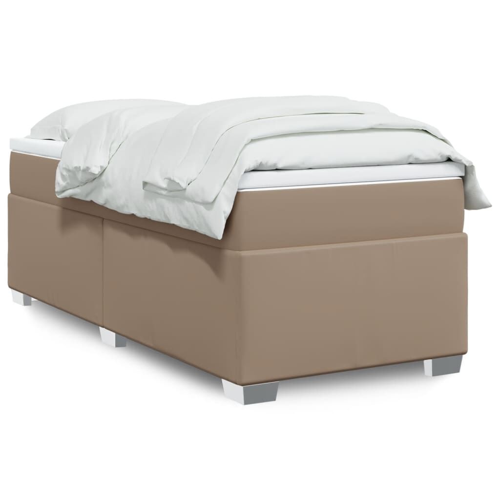 vidaXL Κρεβάτι Boxspring με Στρώμα Καπουτσίνο 90x190εκ.από Συνθ. Δέρμα