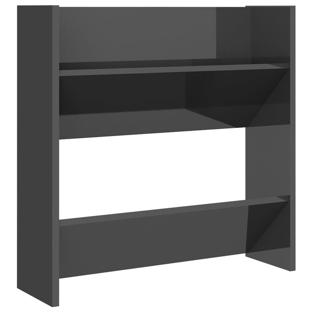 vidaXL Παπουτσοθήκη Τοίχου Γυαλιστερό Γκρι 60 x 18 x 60 εκ Επεξ. Ξύλο