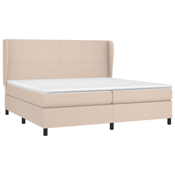 vidaXL Κρεβάτι Boxspring με Στρώμα Καπουτσίνο 200x200εκ.από Συνθ.Δέρμα