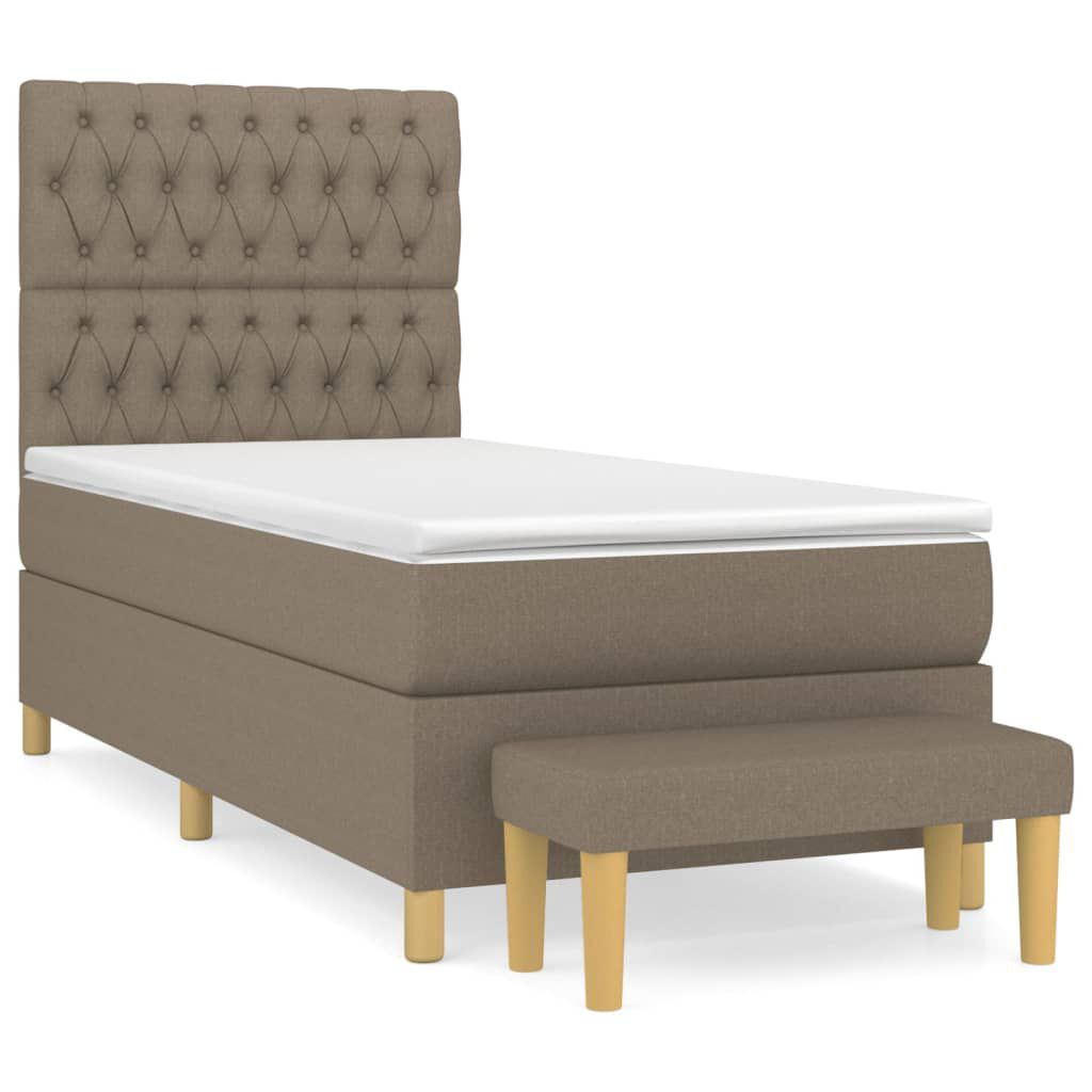 vidaXL Κρεβάτι Boxspring με Στρώμα Taupe 90x200 εκ. Υφασμάτινο