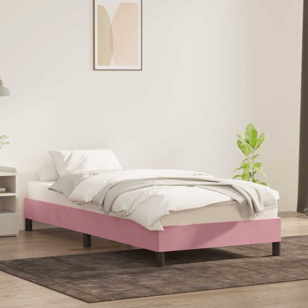 vidaXL Πλαίσιο κρεβατιού χωρίς στρώμα Ροζ 90x220 cm Βελούδινο