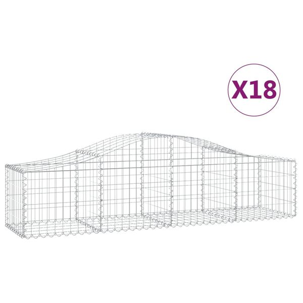 vidaXL Συρματοκιβώτια Τοξωτά 18 τεμ. 200x50x40/60 εκ. Γαλβαν. Ατσάλι