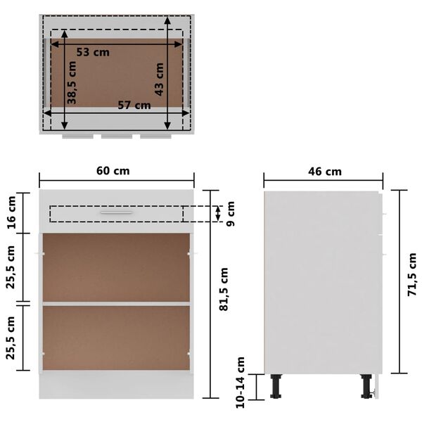 vidaXL Ντουλάπι με Συρτάρι Lyon Λευκό 60x46x81,5 εκ. Επεξ. Ξύλο