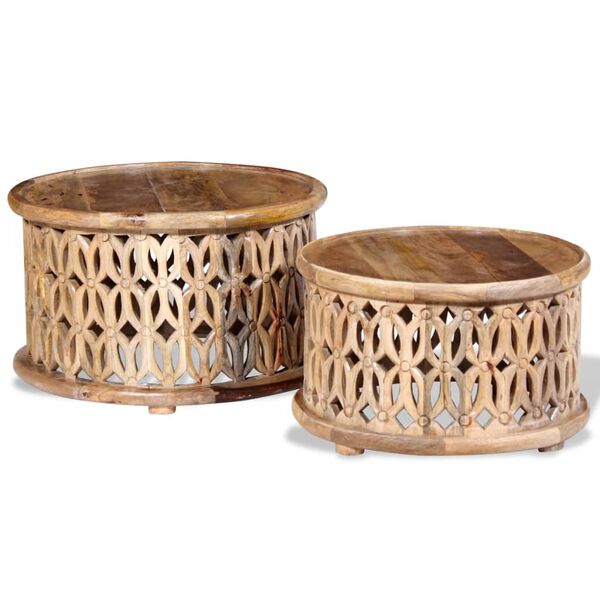 vidaXL Τραπεζάκια Σαλονιού Σετ 2 τεμ. από Μασίφ Ξύλο Μάνγκο