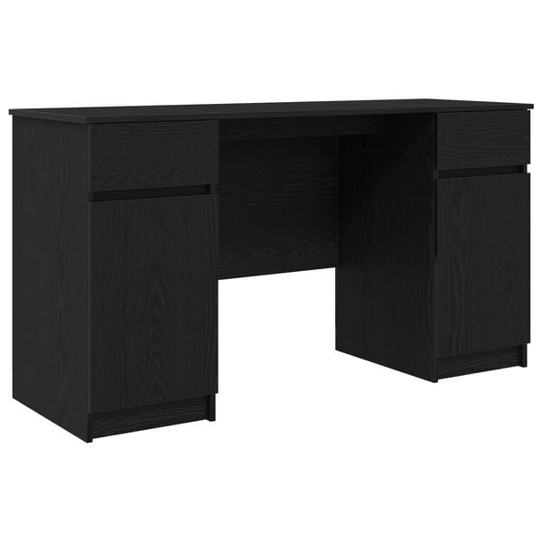 vidaXL Γραφείο με ράφι Μαύρη δρυς 140 x 49 x 76 εκ. Επεξεργασμένο ξύλο
