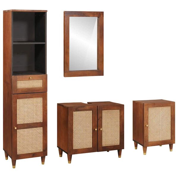 vidaXL Έπιπλα μπάνιου με συρτάρι Επιτοίχιο 4 pcs 38 x 33 x 160 εκ.
