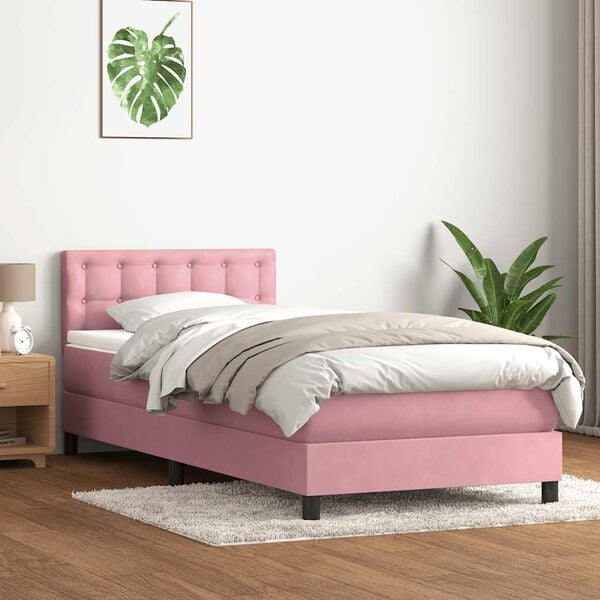 vidaXL &Kappa;&rho;&epsilon;&beta;ά&tau;&iota; Boxspring &mu;&epsilon; &Sigma;&tau;&rho;ώ&mu;&alpha; &Rho;&omicron;&zeta; 90x220 &epsilon;&kappa;. &Beta;&epsilon;&lambda;&omicron;ύ&delta;&iota;&nu;&omicron;