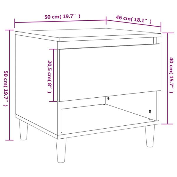 vidaXL Κομοδίνα 2 τεμ. Sonoma Δρυς 50x46x50 εκ. από Επεξεργασμένο Ξύλο