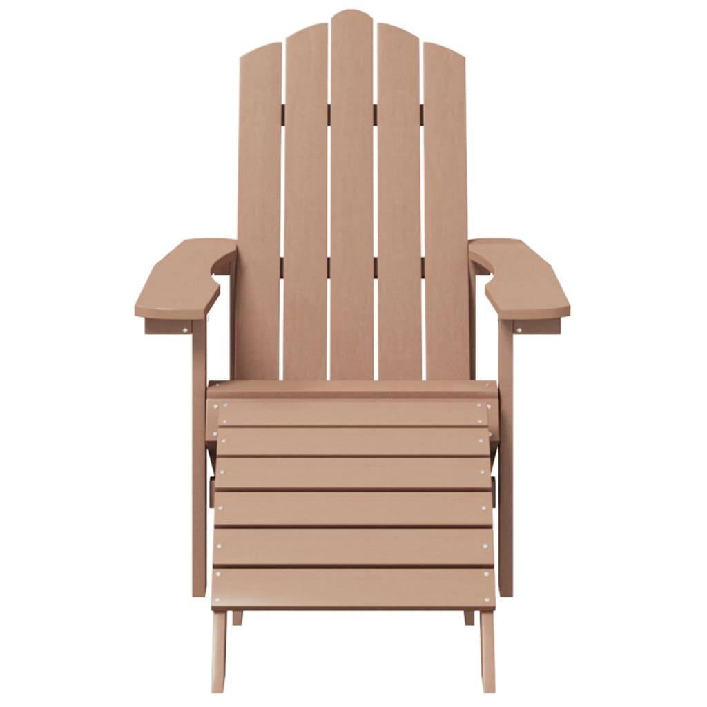 vidaXL Καρέκλα Κήπου Adirondack με Υποπόδιο Καφέ από HDPE
