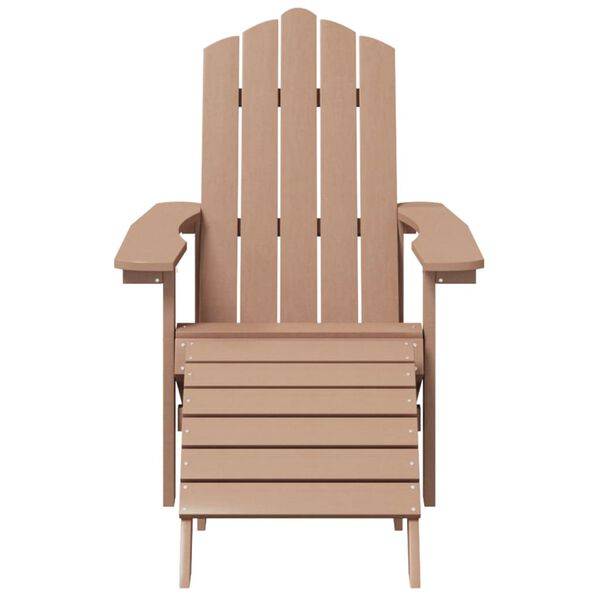vidaXL Καρέκλα Κήπου Adirondack με Υποπόδιο Καφέ από HDPE