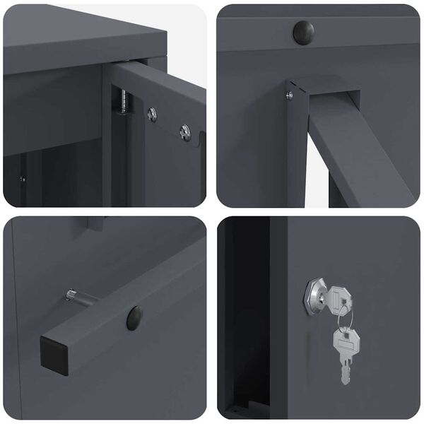 vidaXL γραμματοκιβώτιο Ανθρακί 30 x 23 x 55 εκ. Ατσάλι