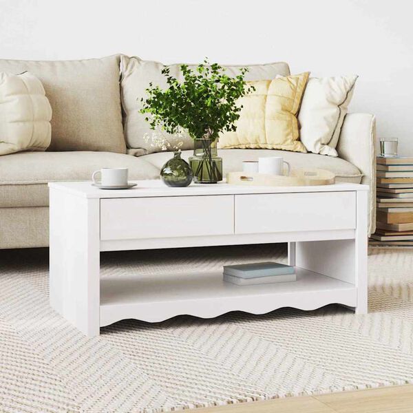vidaXL Τραπεζάκι σαλονιού με συρτάρι Drammen Λευκό 99 x 55 x 45 εκ.