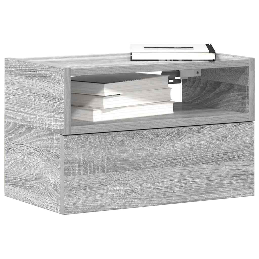 vidaXL Κομοδίνα Επιτοίχια 2 τεμ. Γκρι Sonoma 45x26x28,5 εκ.
