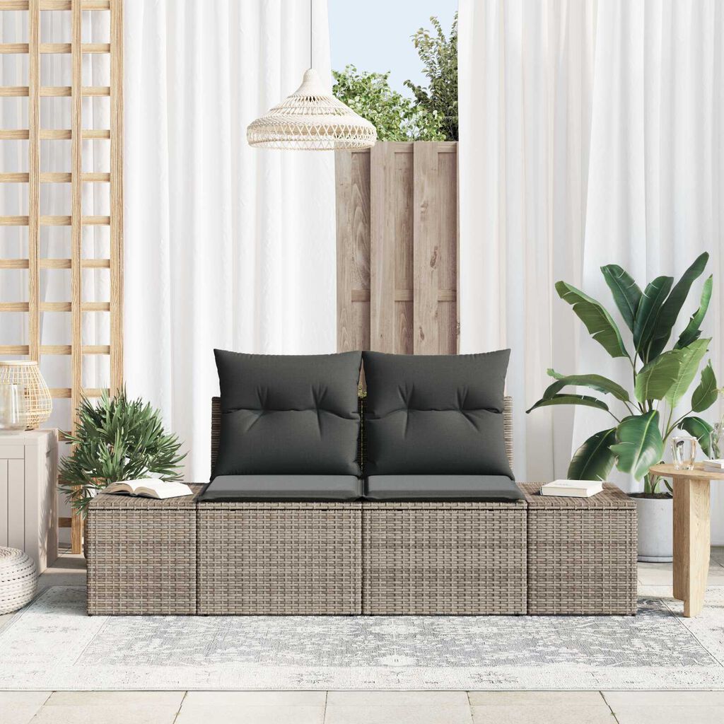 vidaXL Καναπές Κήπου με μαξιλάρι Γκρι 123 x 62 x 69εκ συνθετικό ρατάν
