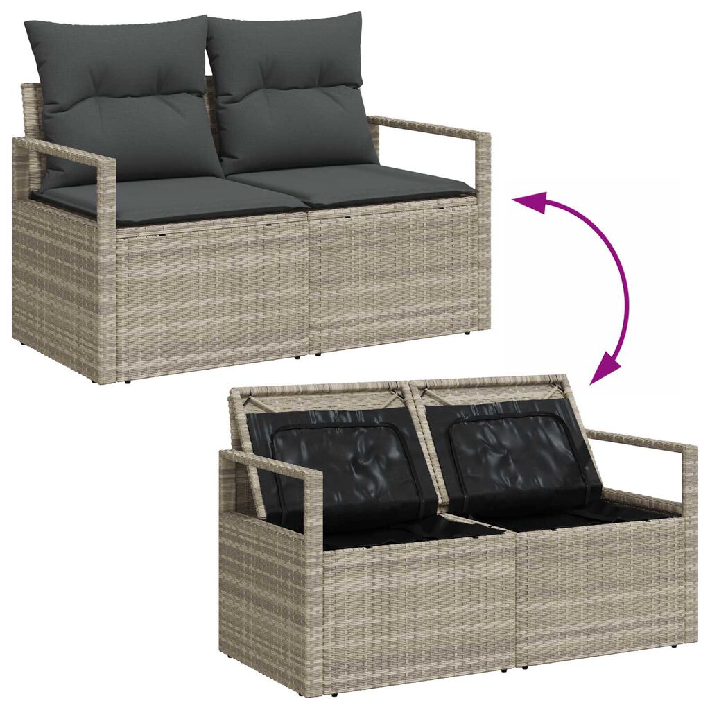 vidaXL Σετ Καναπέ Κήπου με μαξιλάρι 8 pcs Ανοιχτό Γκρι και Σκούρο Γκρι