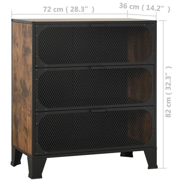 vidaXL Ντουλάπια Αποθήκευσης 2 τεμ Ρουστίκ Καφέ 72x36x82εκ Μέταλλο/MDF