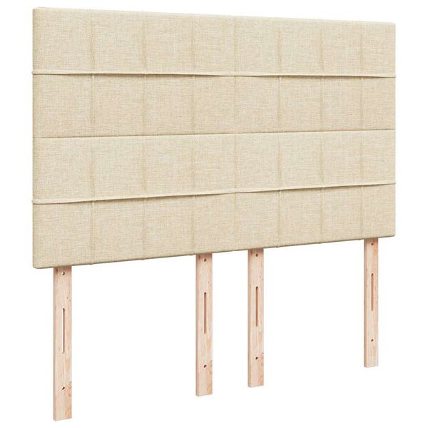 vidaXL Οθωμανικό κρεβάτι με στρώμα Cream 140x200cm ύφασμα